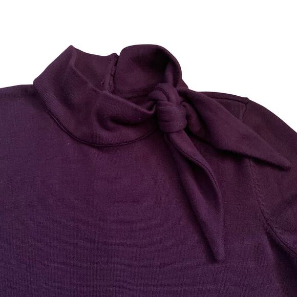 Eliza J Long Sleeve Mock Neck Fit & Flare A Line Burgundy Knit Dress Size M - Picture 11 of 12